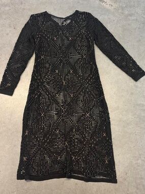 Black Crochet Beads Dress